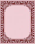 Deep Red Natural Foliage Border Rug