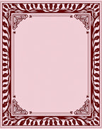 Deep Red Natural Foliage Border Rug