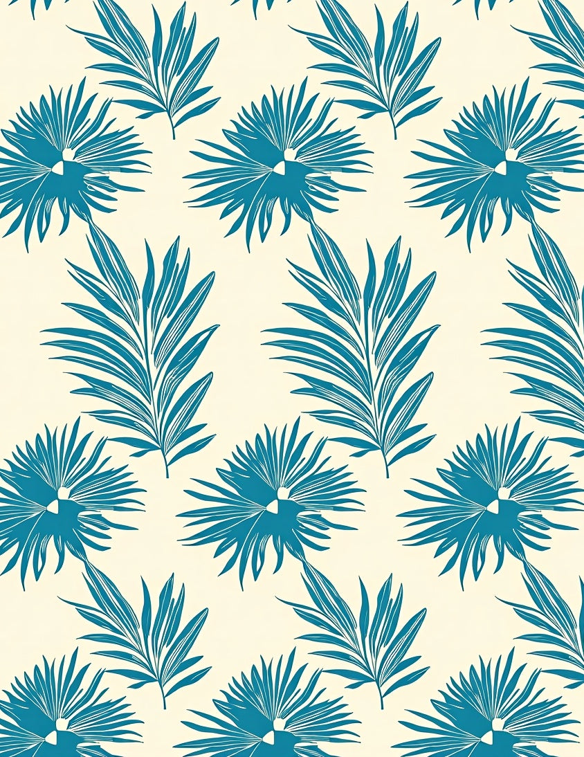 Vibrant Teal Foliage Tropical Leaves Rug