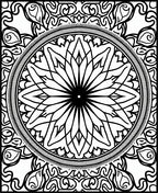 Black White Mandala Radial Floral Rug
