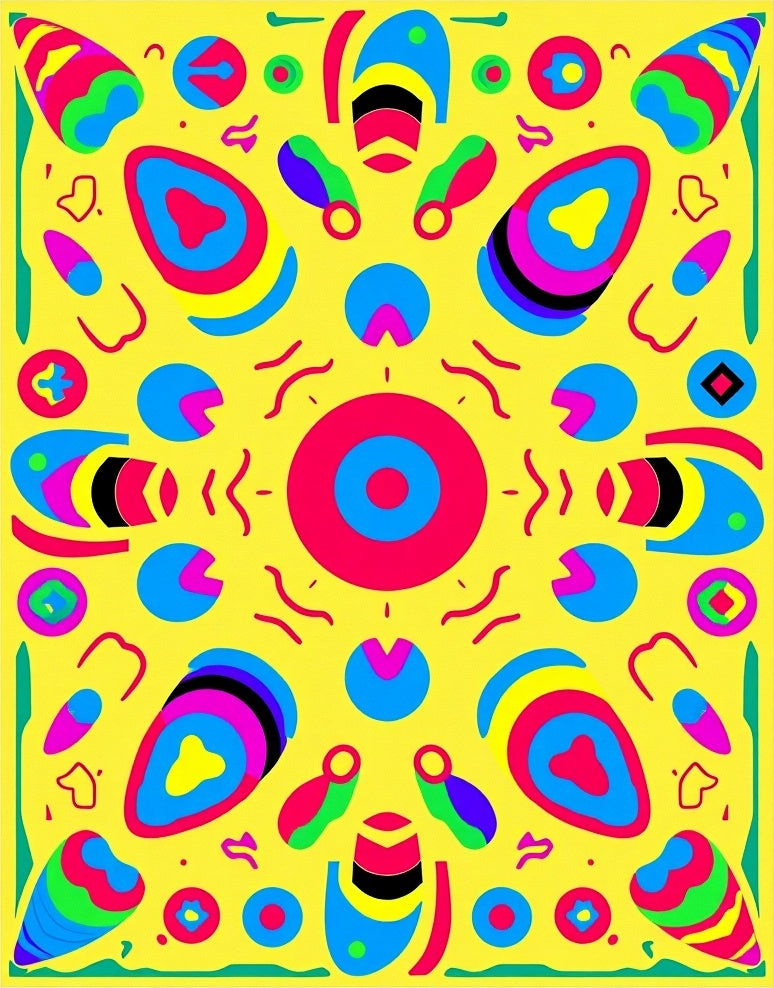 Bright Retro Abstract Oval Shapes Rug