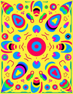 Bright Retro Abstract Oval Shapes Rug