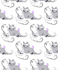 Whimsical Gray Cat Abstract Lilac Spots Rug