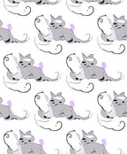 Whimsical Gray Cat Abstract Lilac Spots Rug