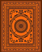 Bold Orange Black Mandala Border Rug