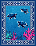 Deep Blue Ocean Turtle Sea Life Rug