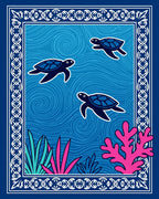 Deep Blue Ocean Turtle Sea Life Rug