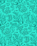 Teal Coral Branch Marine Sketch Rug