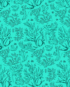 Teal Coral Branch Marine Sketch Rug
