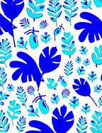Bold Blue Tropical Foliage Abstraction Rug