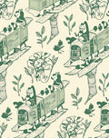 Whimsical Green Train Animals Foliage Rug