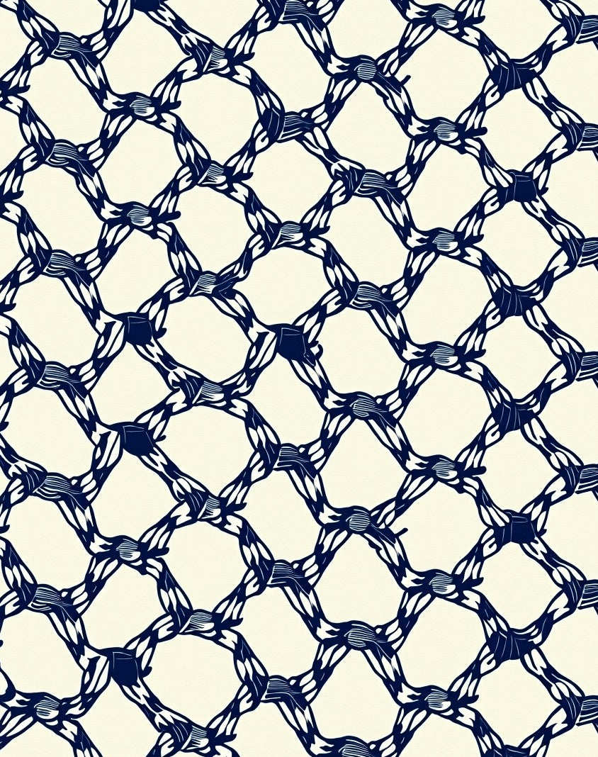 Navy Blue Interlocking Knot Diamond Rug