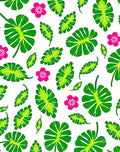 Vibrant Green Tropical Leaf Pink Blossom Rug
