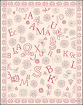 Pink Daisy Alphabet Collage Rug