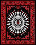Intricate Red Black Sunburst Medallion Rug