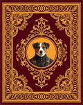Regal Dog Portrait Burgundy Ornate Rug
