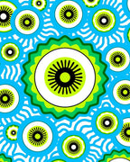 Groovy Blue Green Sunburst Circles Rug