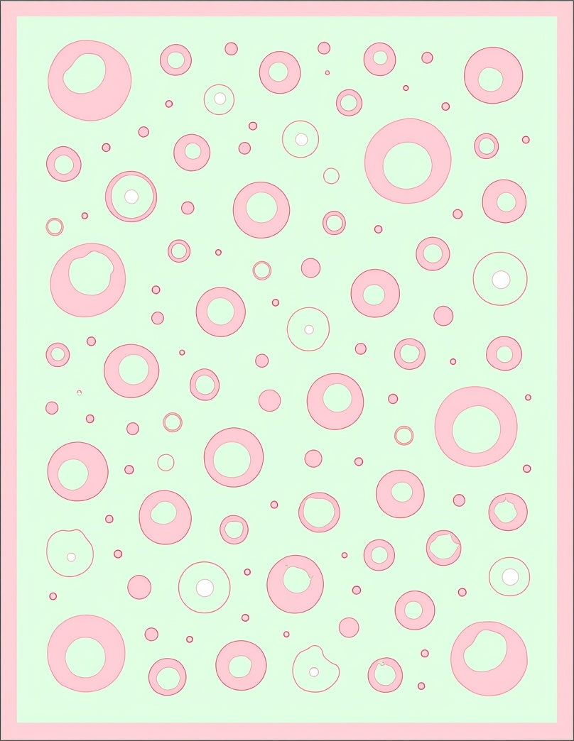 Pale Pink Circles on Mint Background Rug