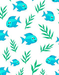Cute Blue Fish Green Plants Rug