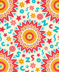 Colorful Floral Sunburst Mandala Elements Rug