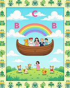 Whimsical Rainbow Ark Children's Meadow Rug