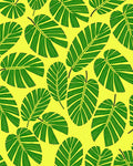 Vibrant Green Jungle Leaf Pattern Rug