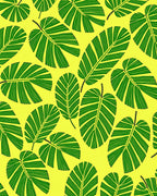 Vibrant Green Jungle Leaf Pattern Rug