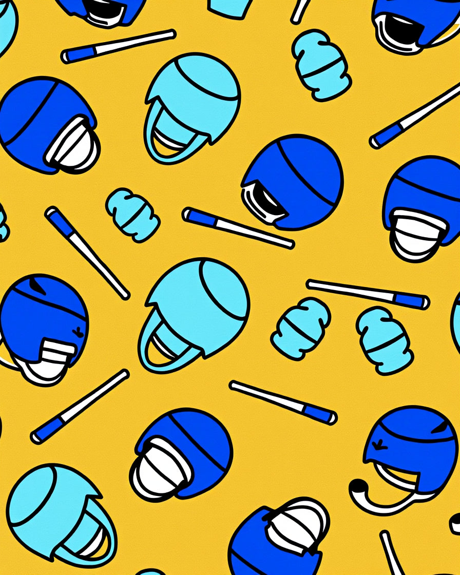 Blue Helmet Whimsical Cartoon Sport Rug