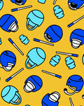 Blue Helmet Whimsical Cartoon Sport Rug