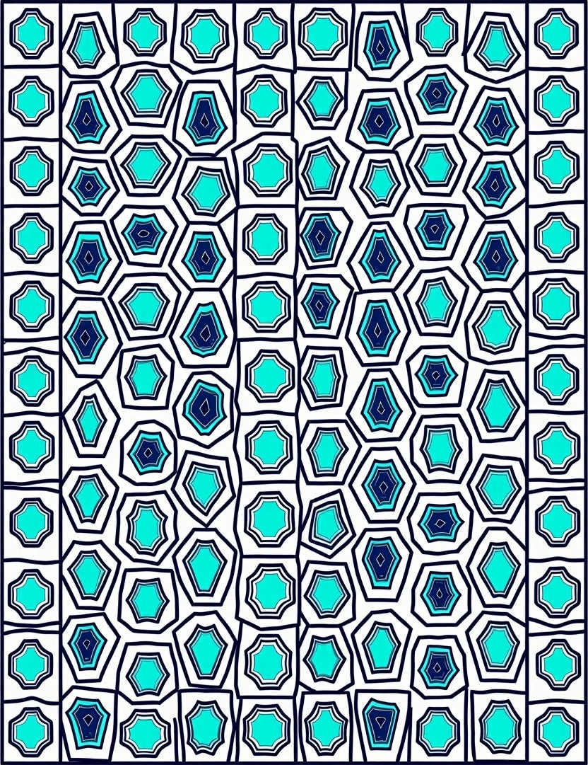 Seafoam Blue Geometric Cells Rug