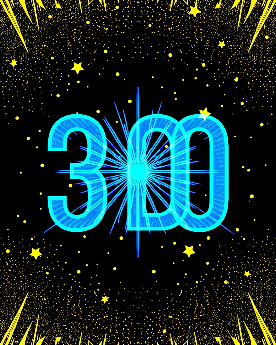 Electric Blue Stars Bursting Number Rug