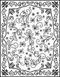 Black White Botanical Scrollwork Floral Rug