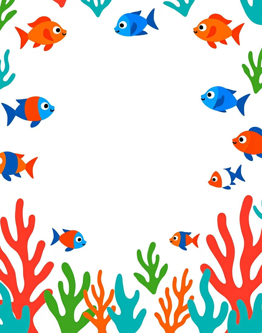 Bright Orange Blue Fish Coral Reef Rug