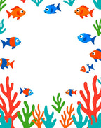 Bright Orange Blue Fish Coral Reef Rug