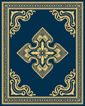 Art Nouveau Navy Gold Medallion Frame Rug