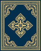 Art Nouveau Navy Gold Medallion Frame Rug