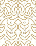 Golden Ornate Abstract Scroll Rug