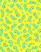 Yellow Blue Doodle Creature Sprinkle Rug