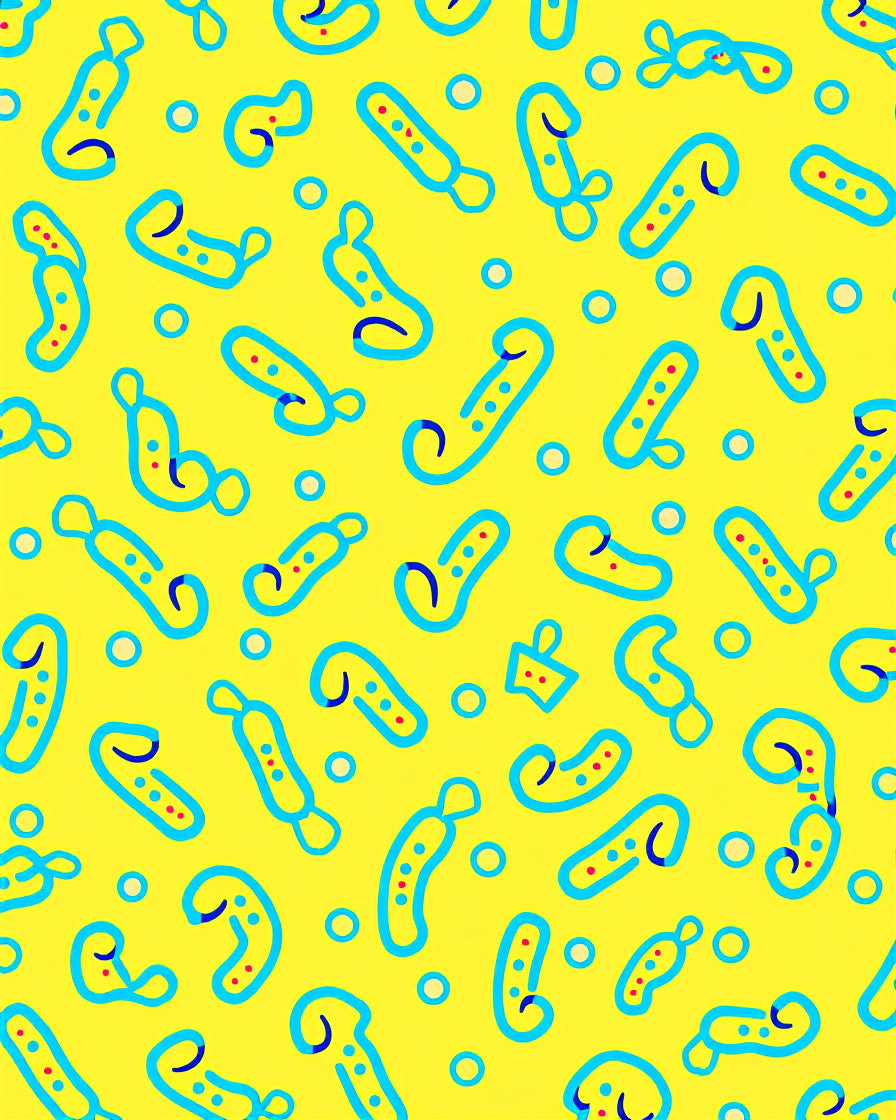 Yellow Blue Doodle Creature Sprinkle Rug