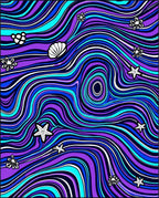 Vibrant Purple Blue Swirl Starfish Rug