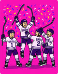 Celebration Hockey Players Confetti Rug