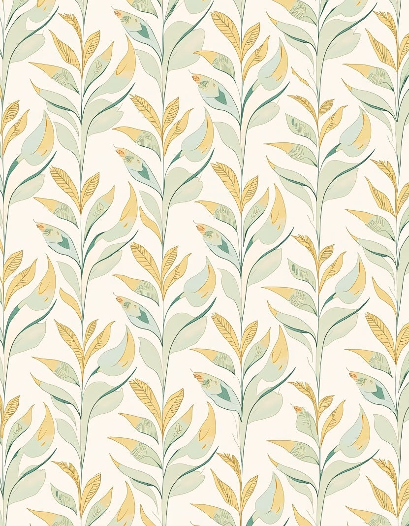 Pale Botanical Stem Repeats Rug