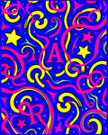 Bold Blue Pink Yellow Star Swirls Rug