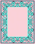 Pink Mint Teal Floral Swirl Border Rug