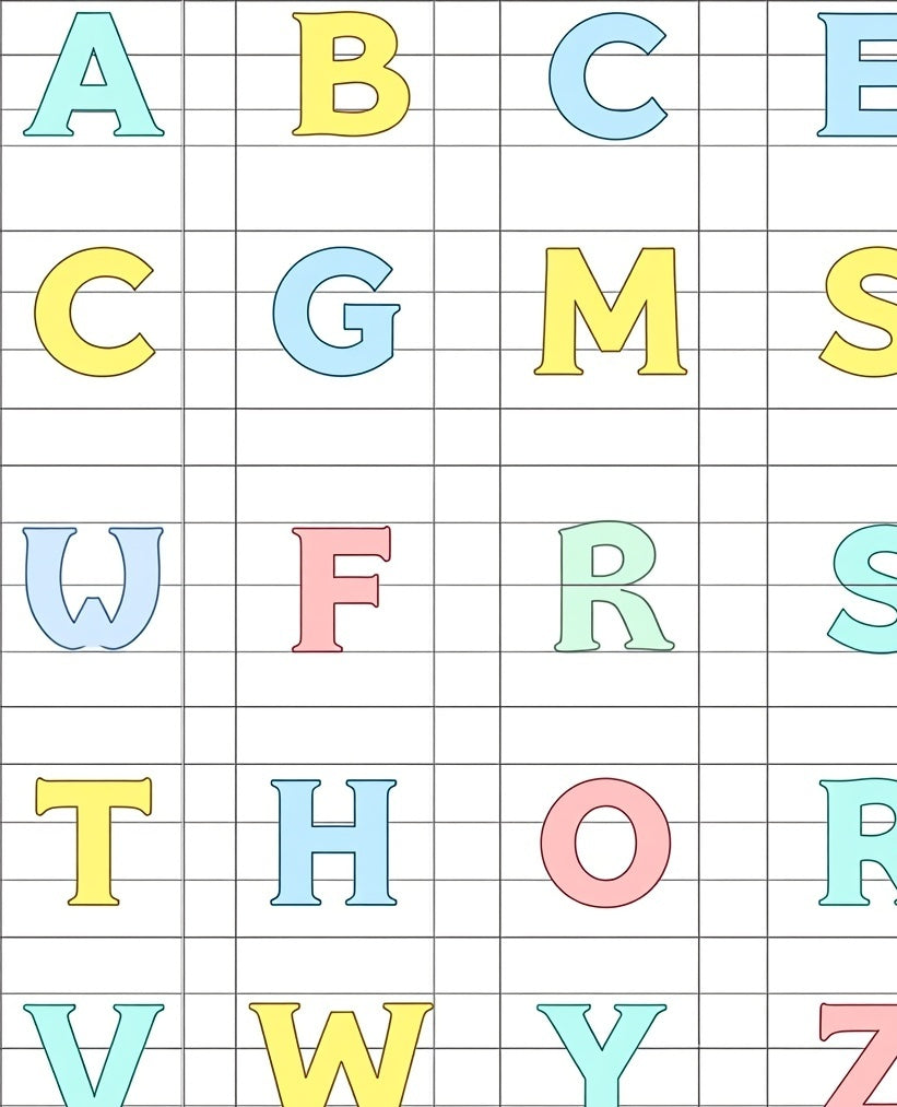 Alphabet Grid Colorful Letters Rug