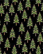 Green Pine Trees Black Background Rug
