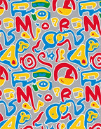 Bold Abstract Red Yellow Blue Graffiti Rug