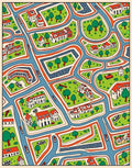 Whimsical City Map Houses Trees Rug