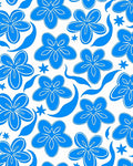 Bold Blue Tropical Floral Medley Rug