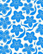 Bold Blue Tropical Floral Medley Rug